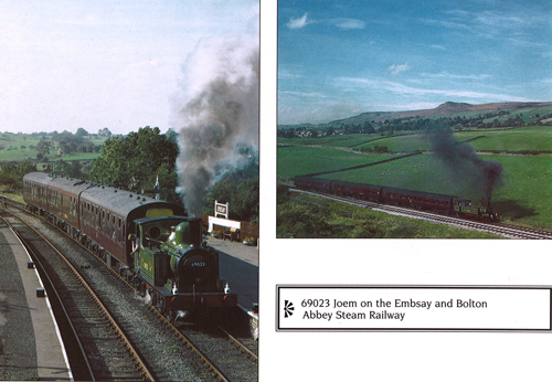 69023 Joem on the Embsay and Bolton Abbey Steam Railway postcards